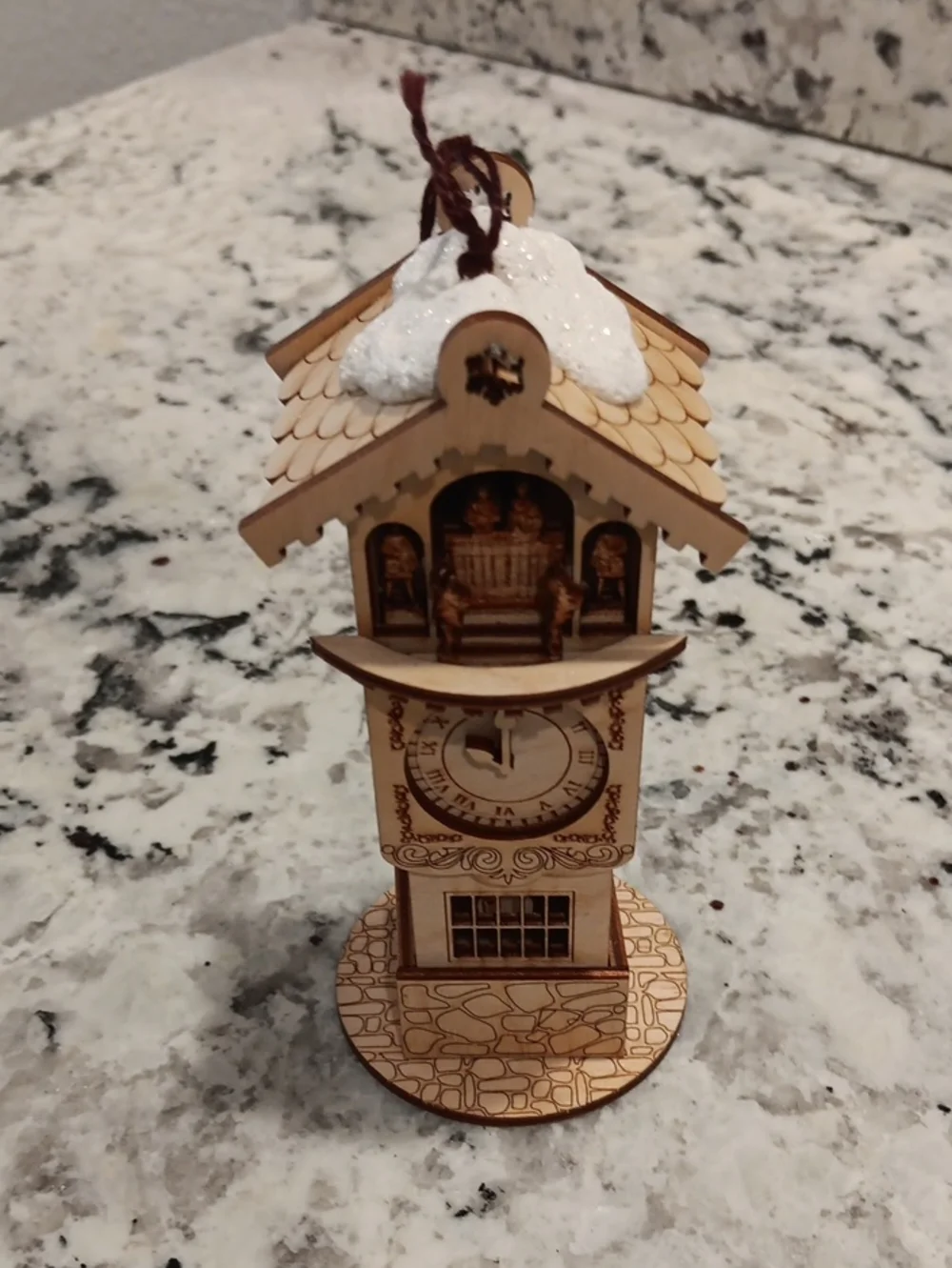 Vintage 2011 Ginger Cottage Wooden Cuckoo Clock Ornament